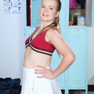 Young cheerleader Lexy showcases her flexibility while going sans bra in cotton panties